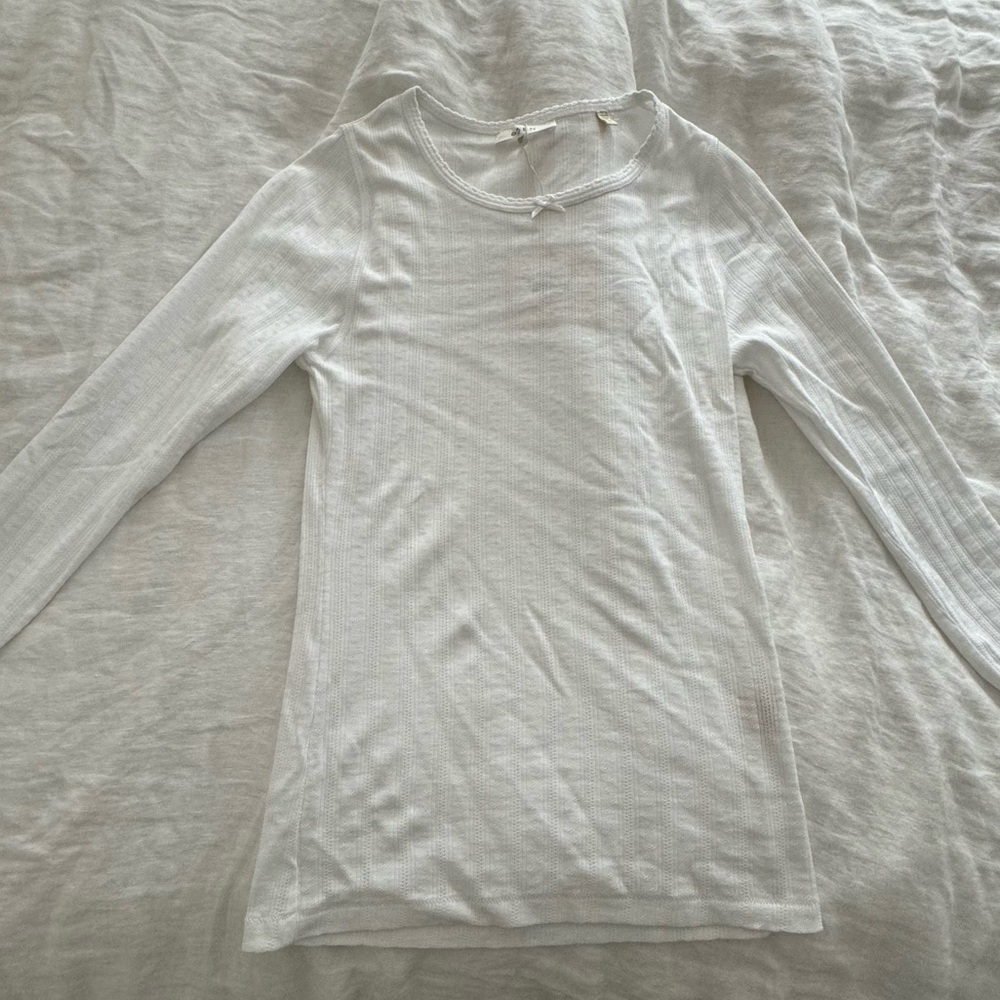 Doen Annie Pointelle Tee Salt Size S